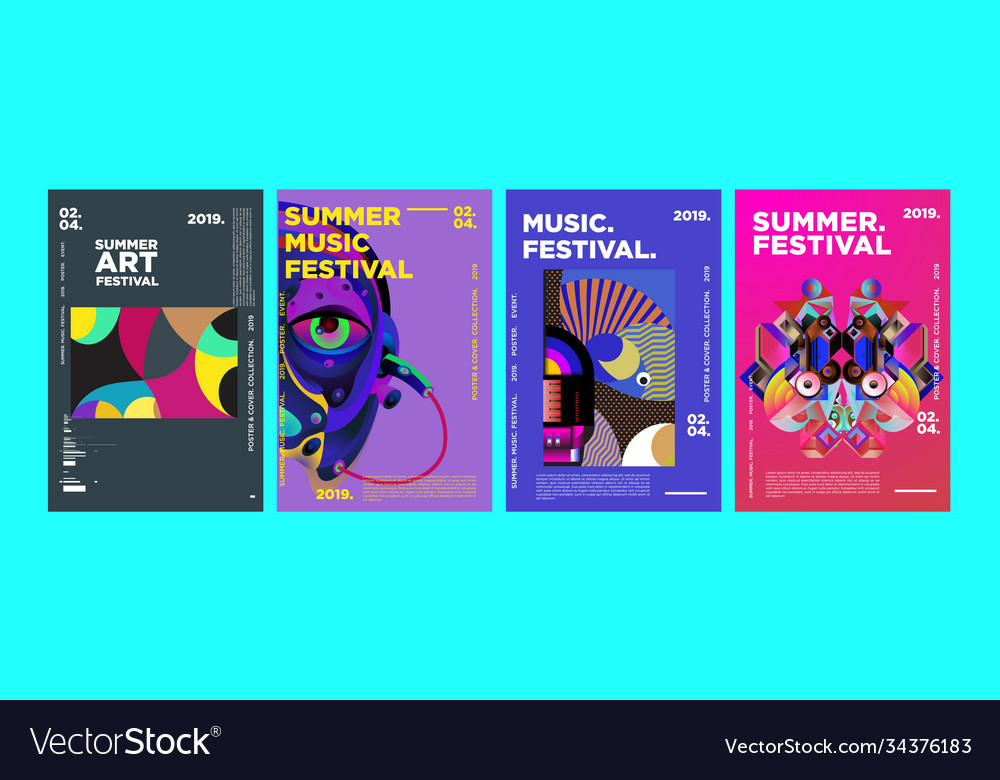 Summer colorful art and music festival poster