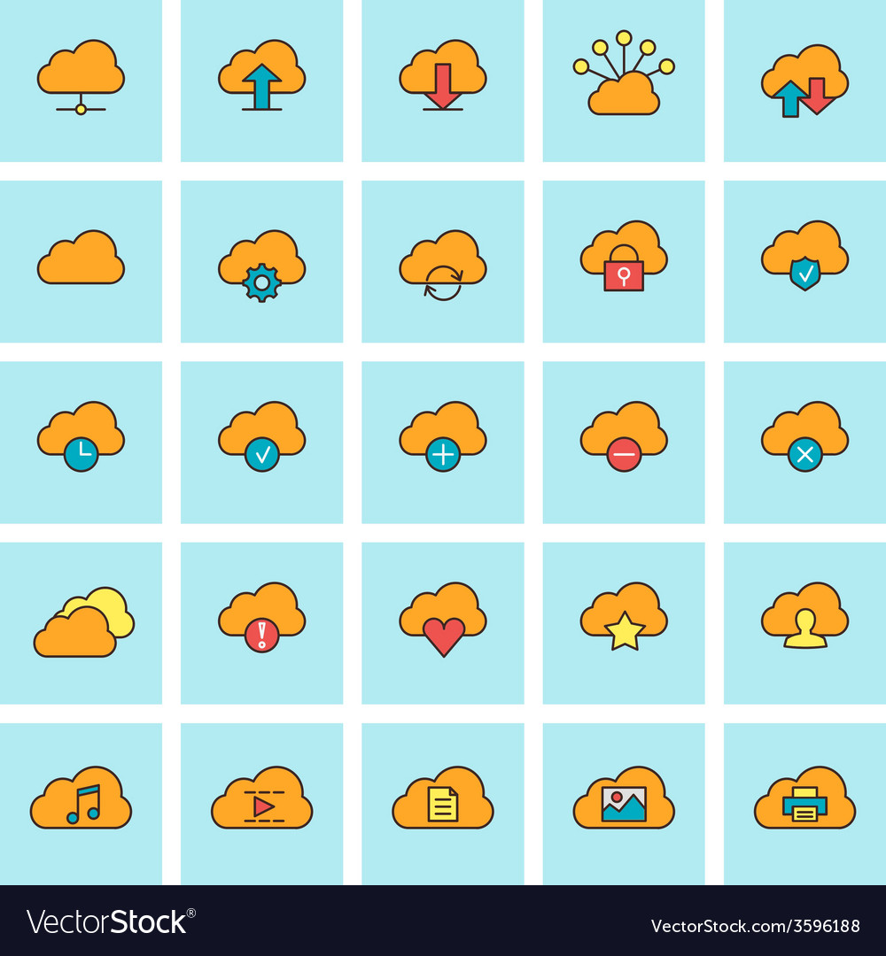 Cloud computing icon set in flat design style
