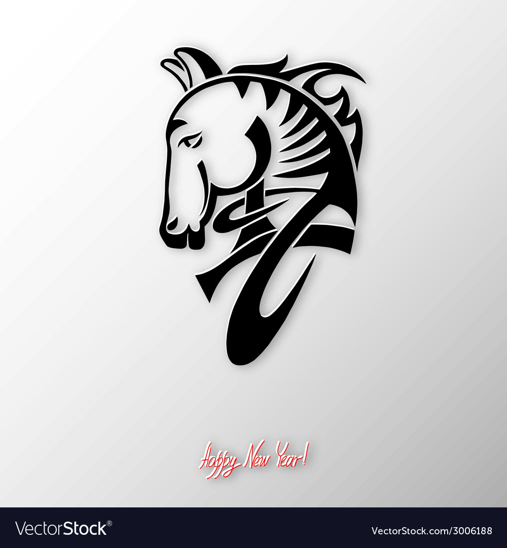 Digital drawing tribal head horse silhouette Vector Image