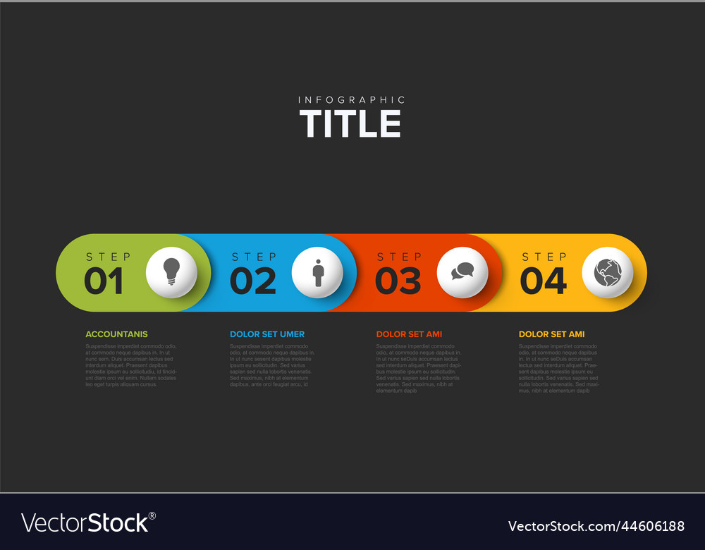 Four rounded steps elements template with stripes vector image Four rounded steps elements template with stripes