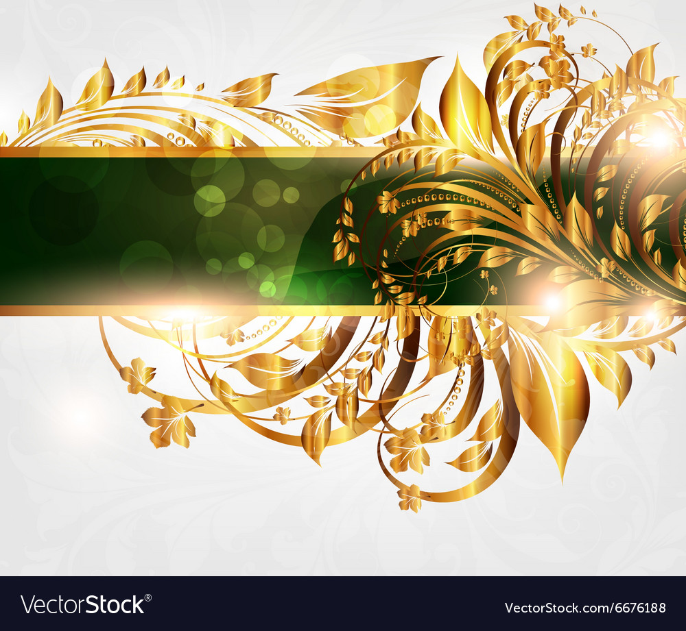 Golden floral banner