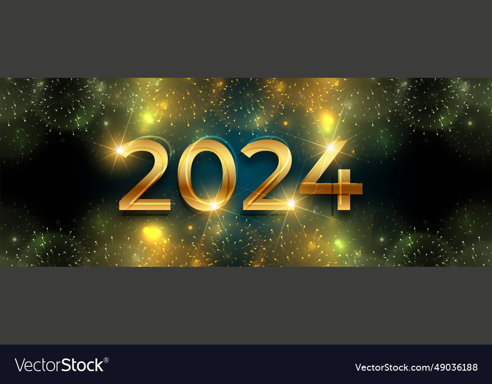 Happy new year 2024 greeting banner with firework Vector Image