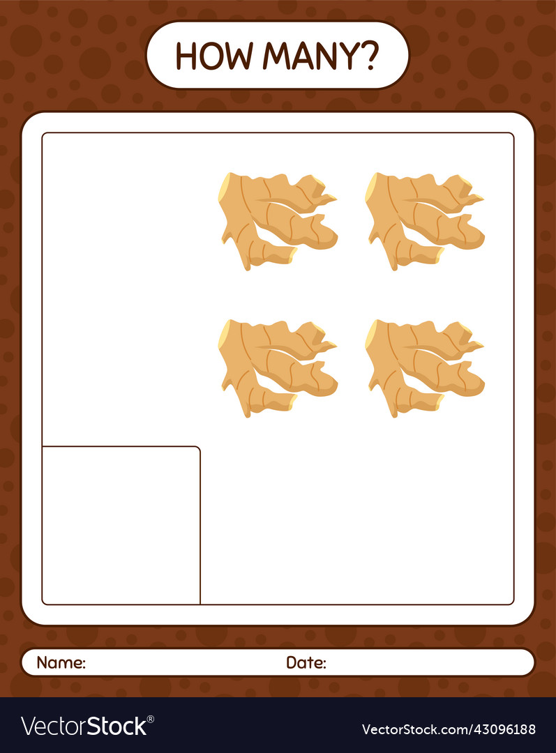 How many counting game with ginger worksheet Vector Image How many counting game with ginger worksheet