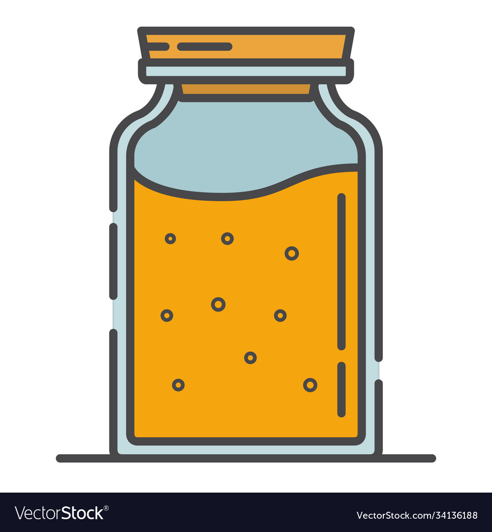 Jar jam line art icon outline flat