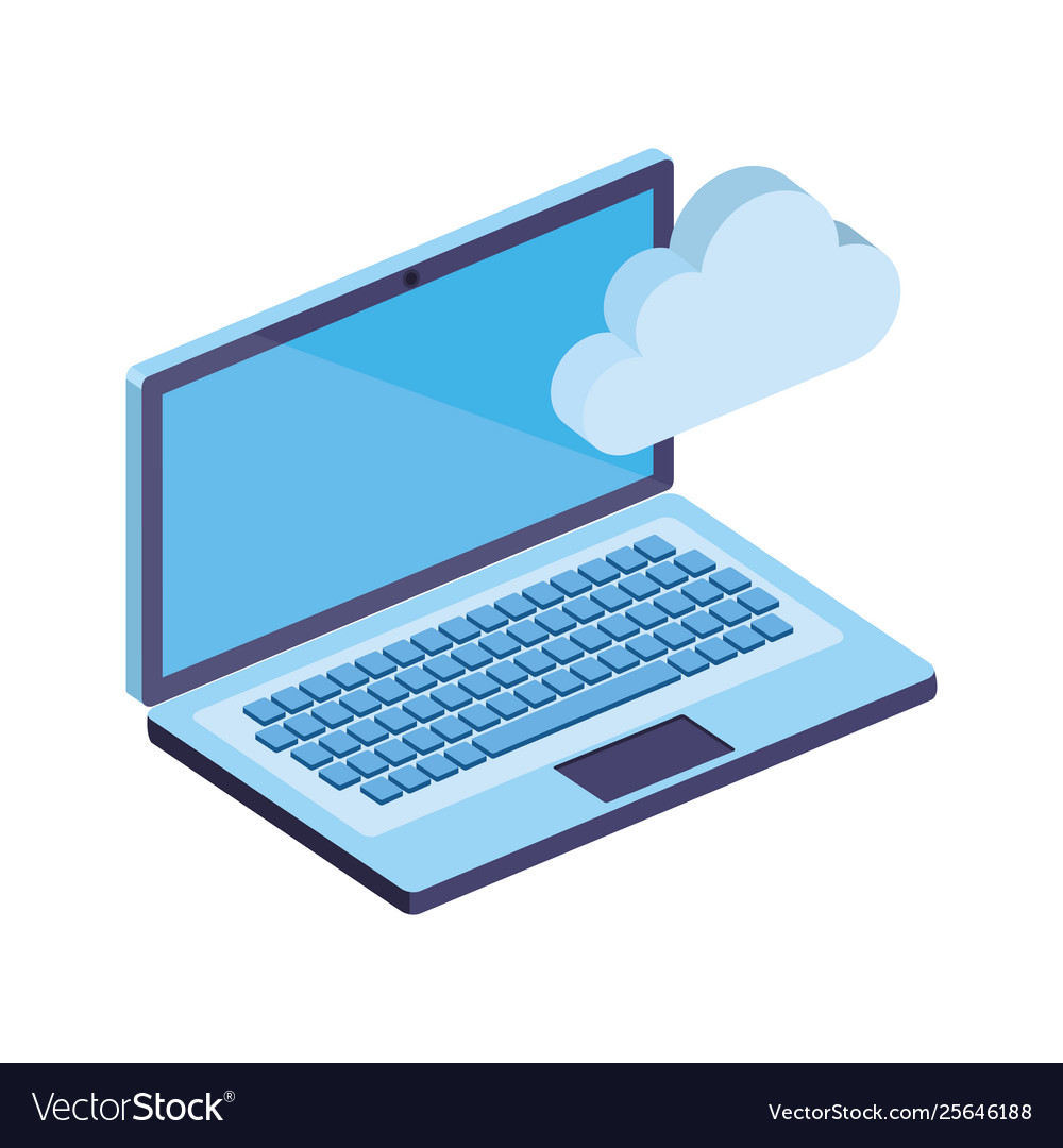 Laptop computer with cloud computing Vector Image Laptop computer with cloud computing