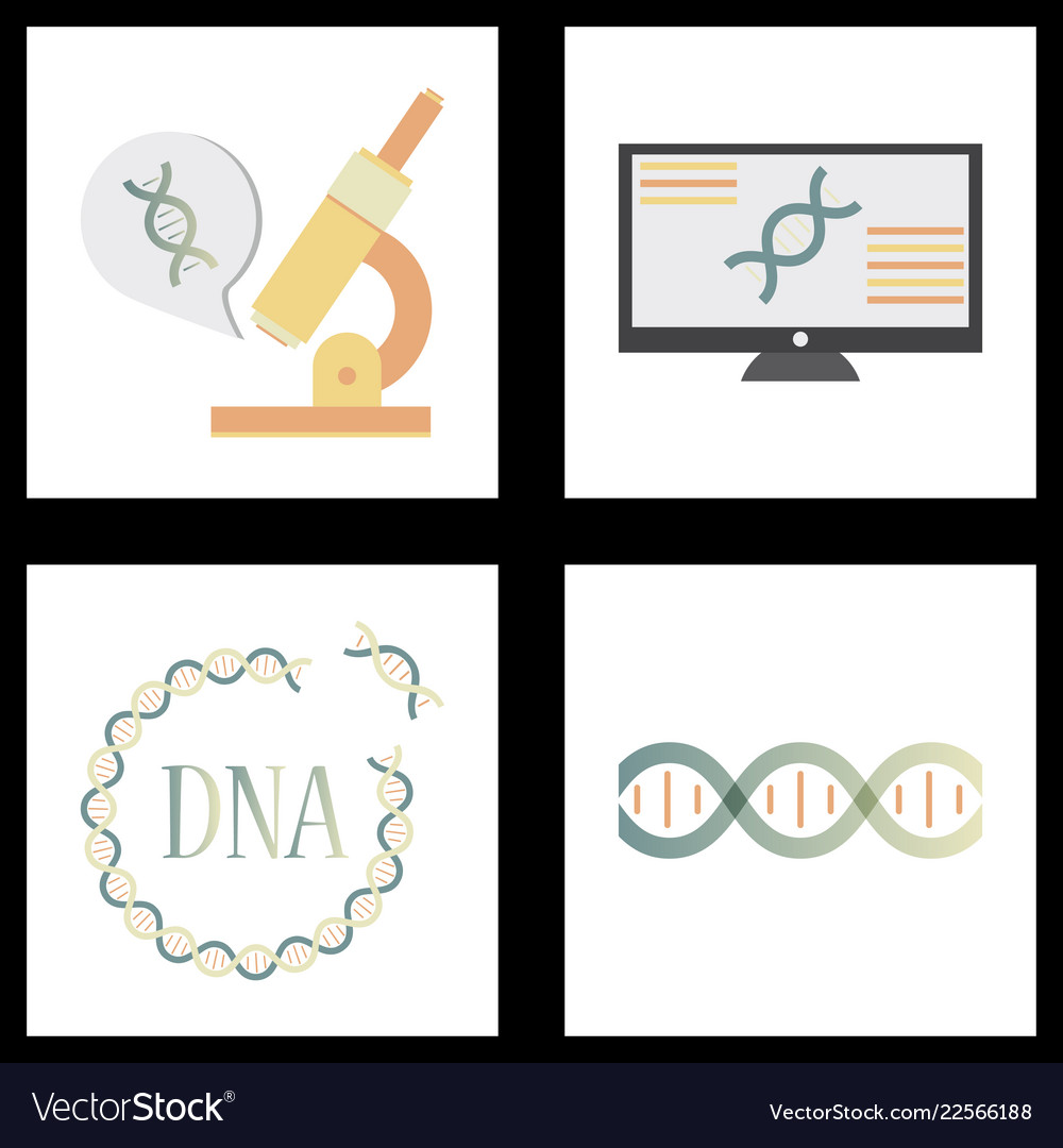 Medical icon set and brain with dna pain Vector Image