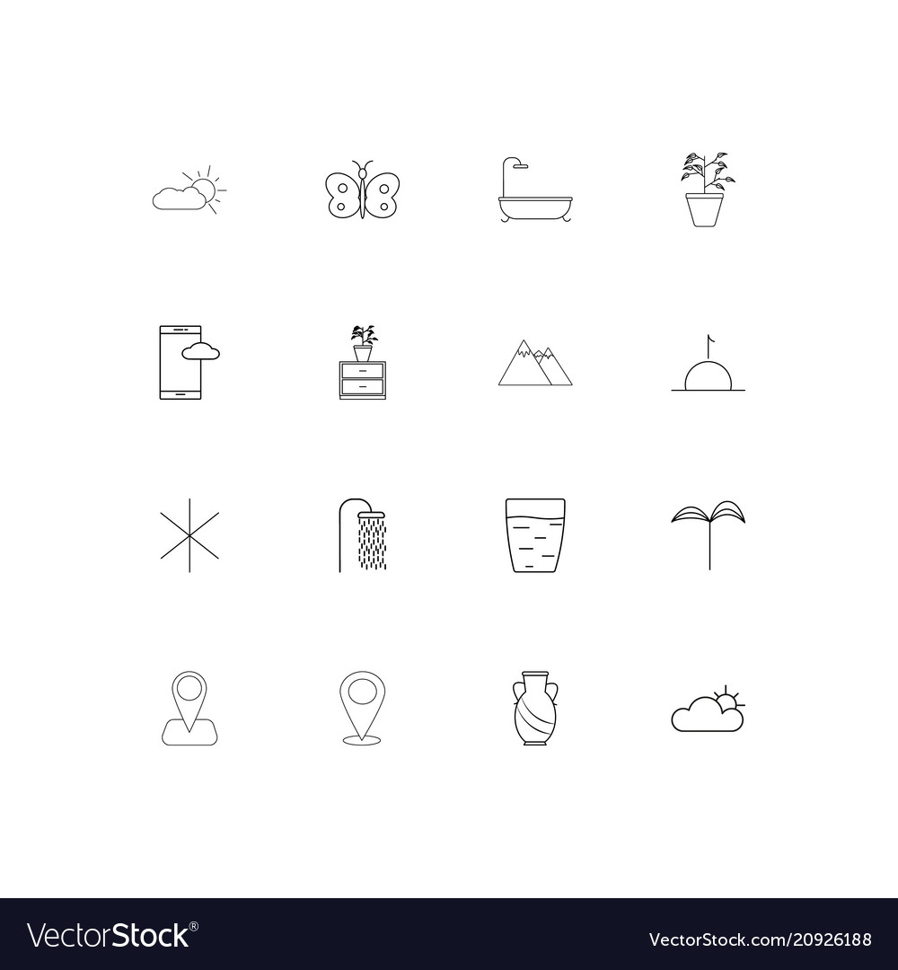 Nature linear thin icons set outlined simple