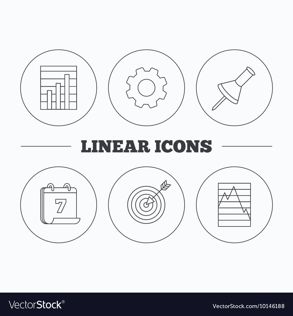 Pushpin graph charts and target icons