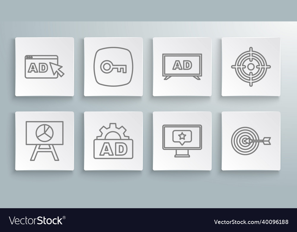 Set line board with graph chart key advertising vector image Set line board with graph chart key advertising
