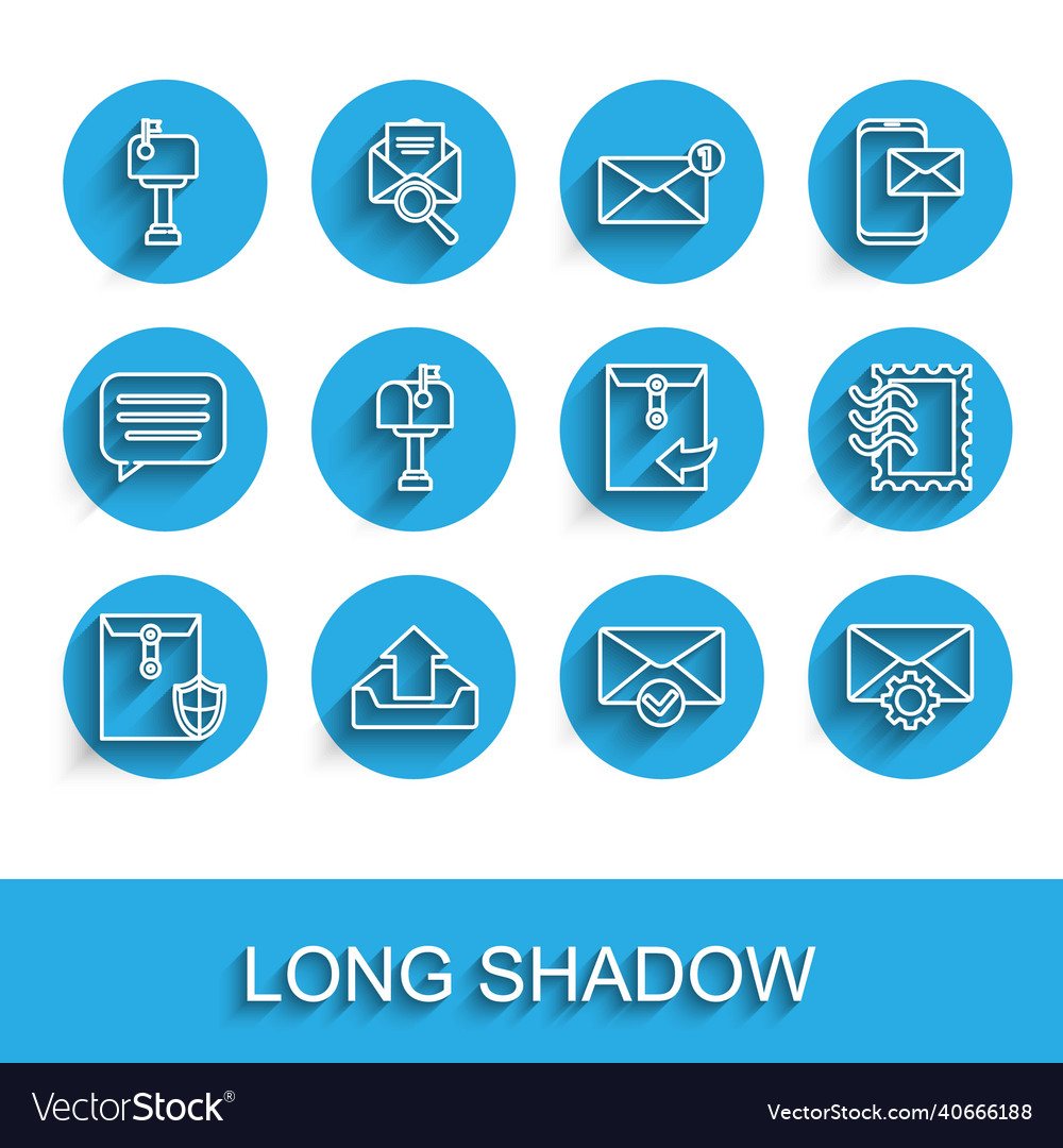 Set line envelope with shield upload inbox mail vector image Set line envelope with shield upload inbox mail
