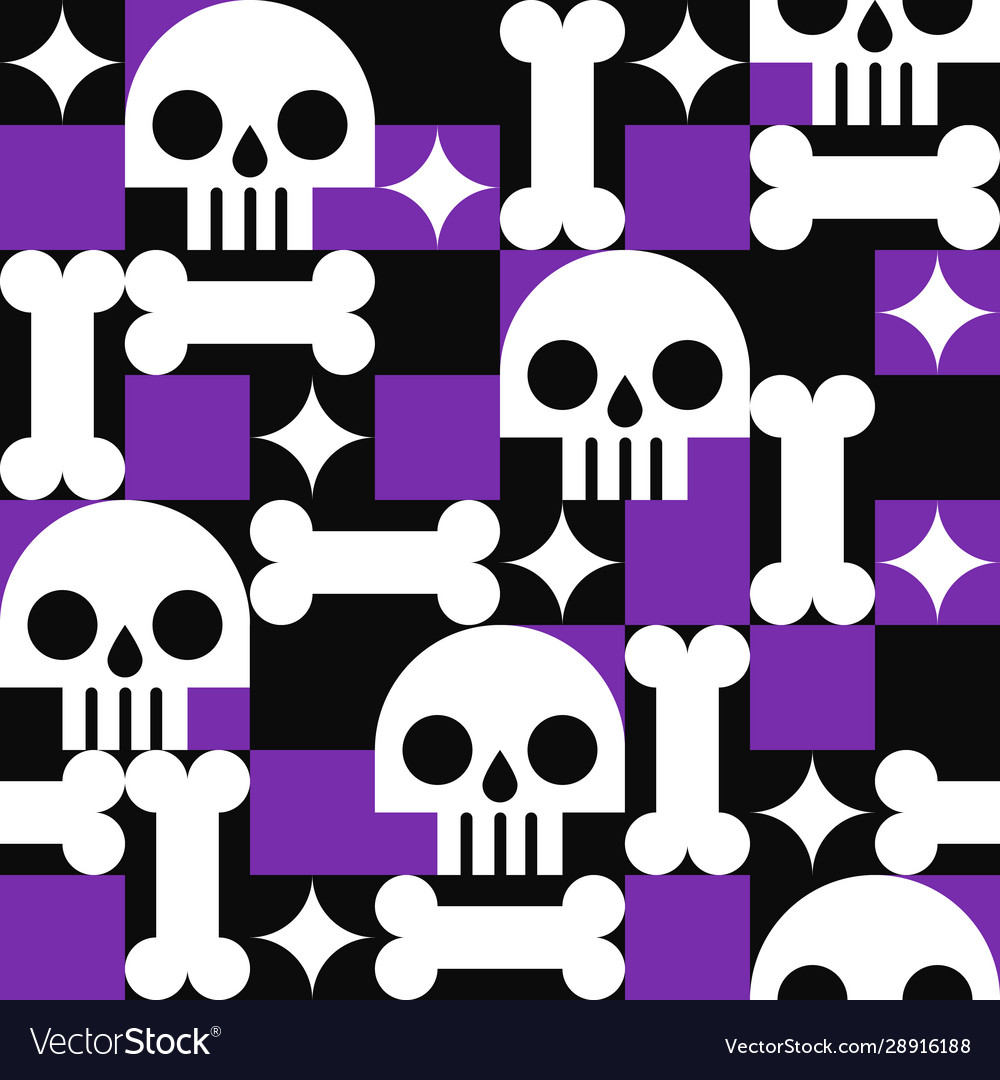 Skull with bones seamless pattern in abstract vector image Skull with bones seamless pattern in abstract