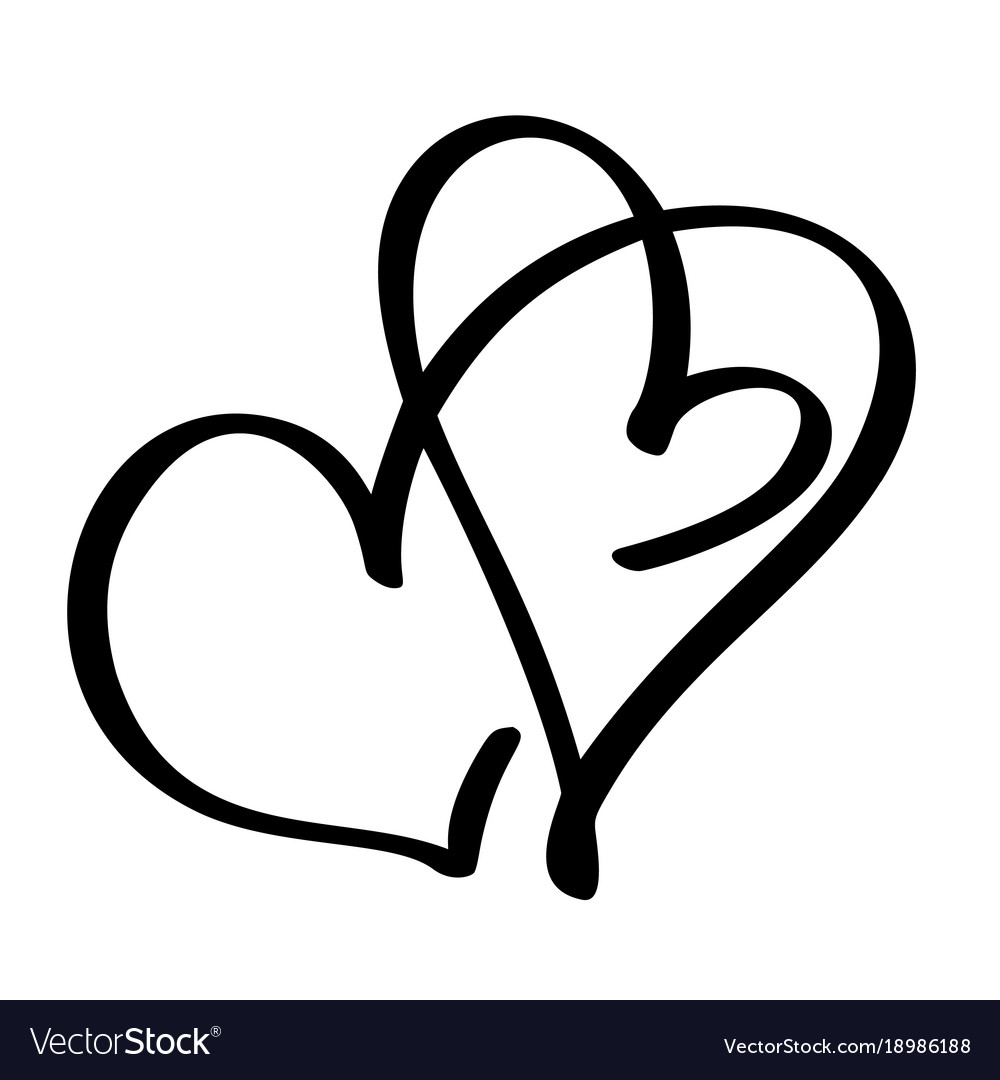 Two lovers heart handmade calligraphy Royalty Free Vector