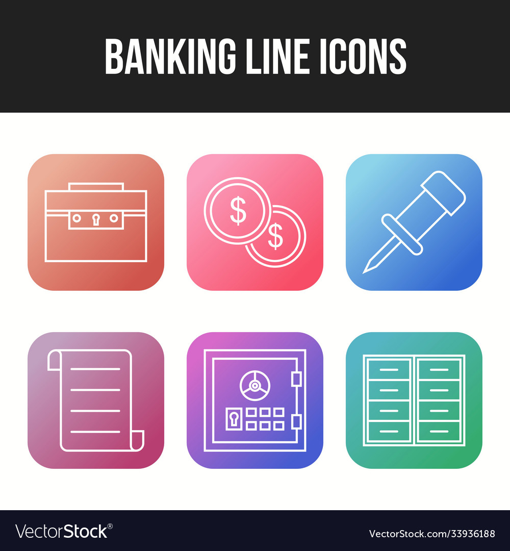Unique banking icons for personal and commercial