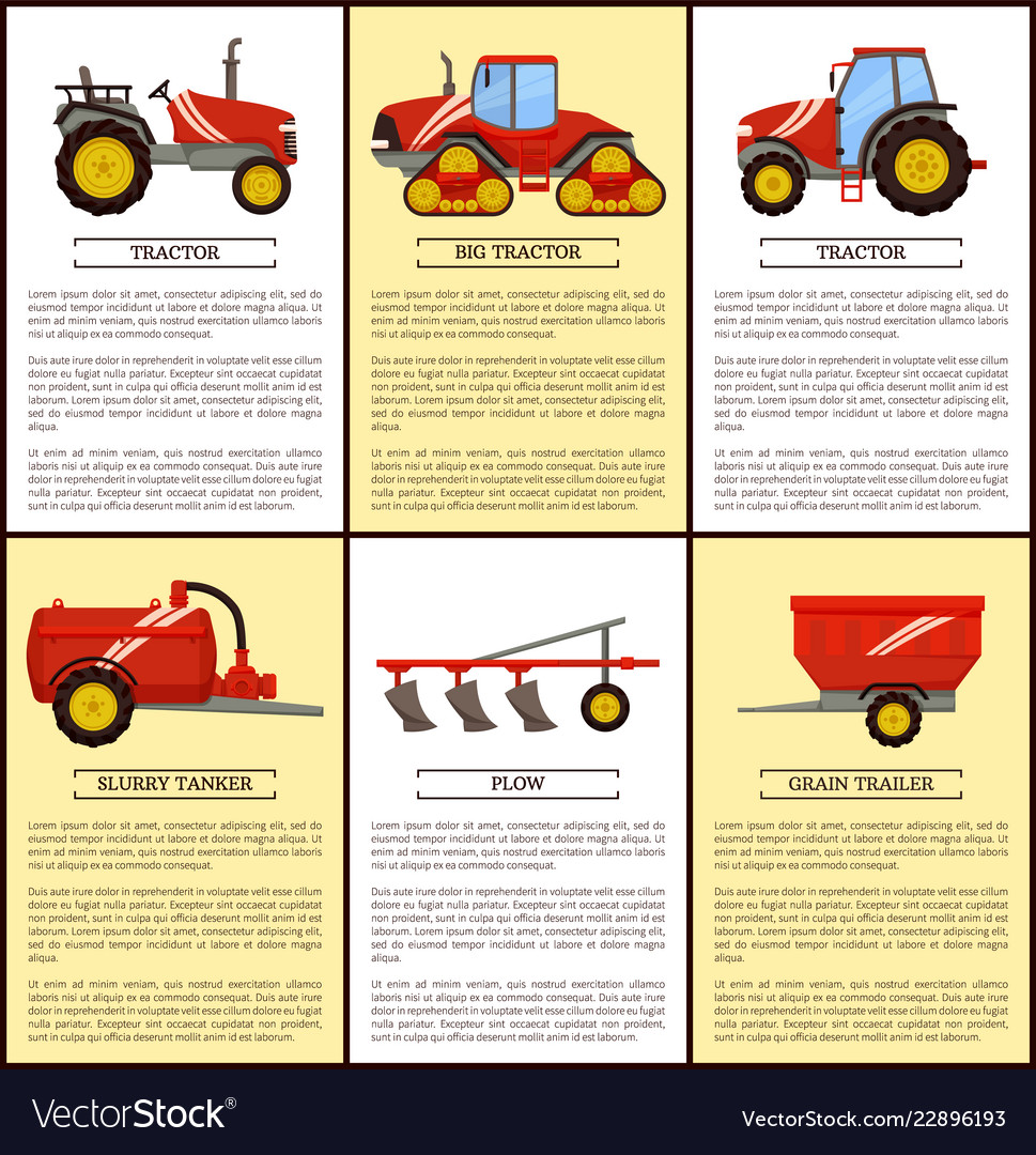 Landmaschinen Set Cartoon Banner vector image Landmaschinen Set Cartoon Banner