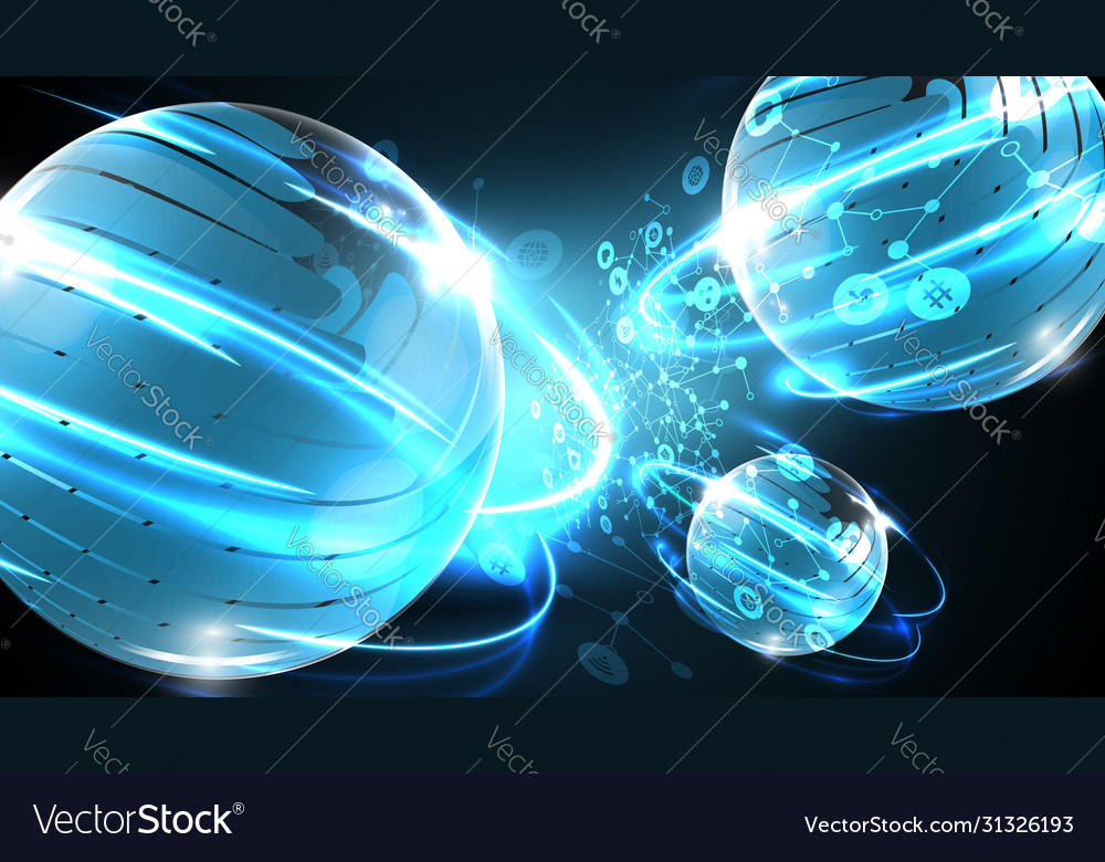 Blue abstract network background with globe vector image Blue abstract network background with globe