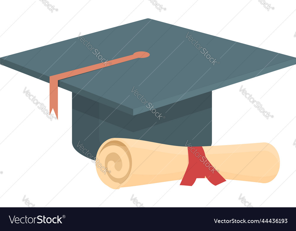 Border graduation hat icon cartoon diploma Vector Image