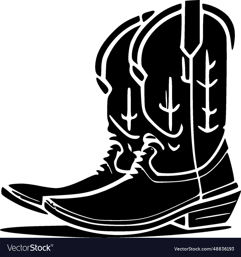 Cowboy boot - black and white isolated icon Vector Image