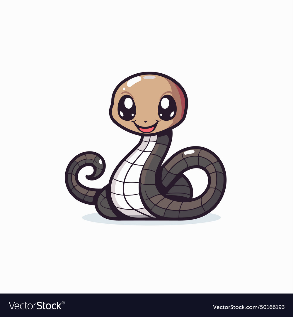 Cute cartoon snake isolated on white background