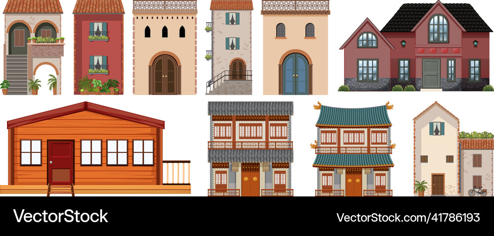 Different designs of buildings Royalty Free Vector Image