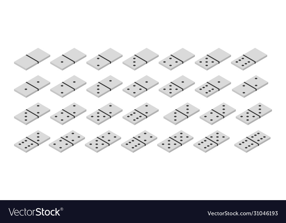 Domino game set in flat style isometry