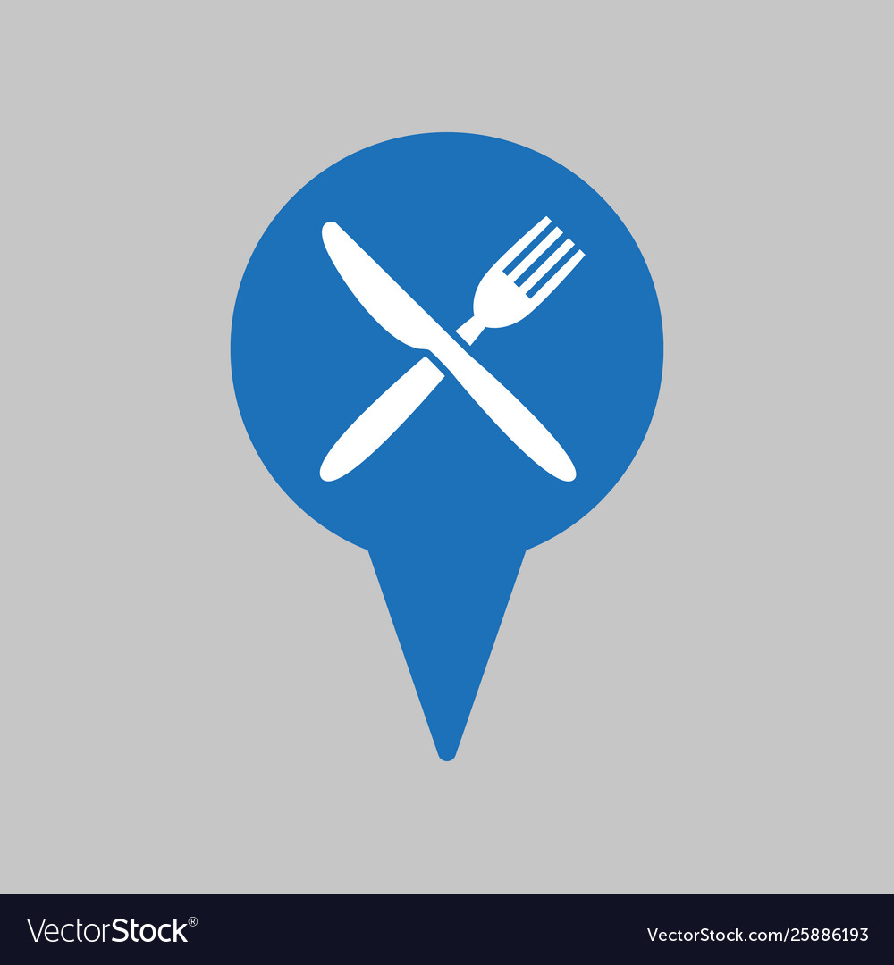 Map marker location with fork and knife vector image Map marker location with fork and knife