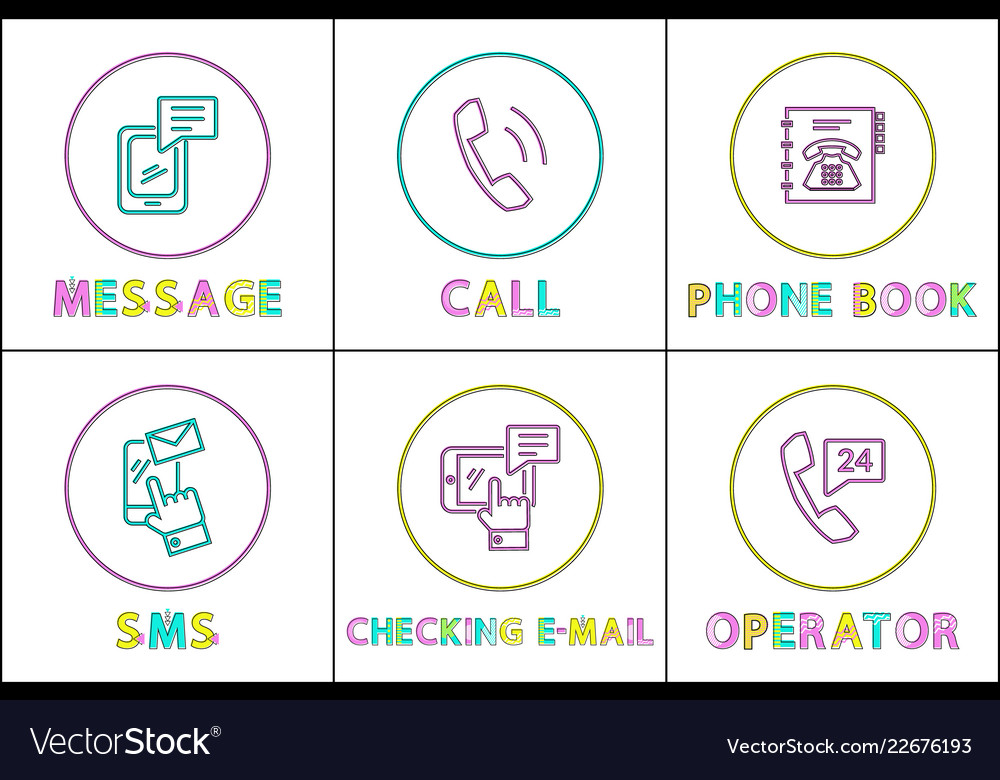 Message and phone book set vector image Message and phone book set