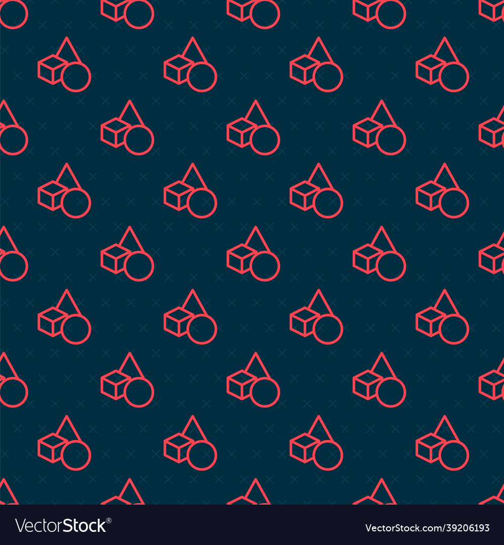 Red line basic geometric shapes icon isolated