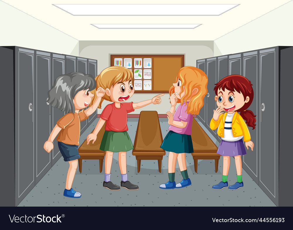 School bullying with student cartoon characters Vector Image