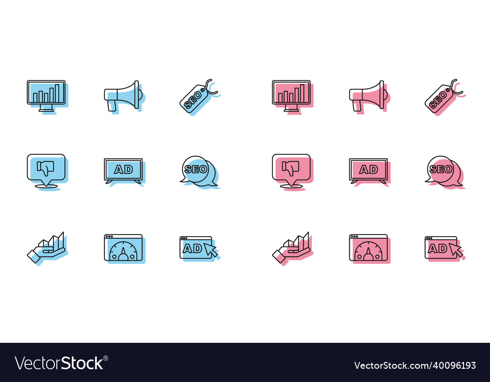 Set line pie chart infographic website statistic vector image Set line pie chart infographic website statistic