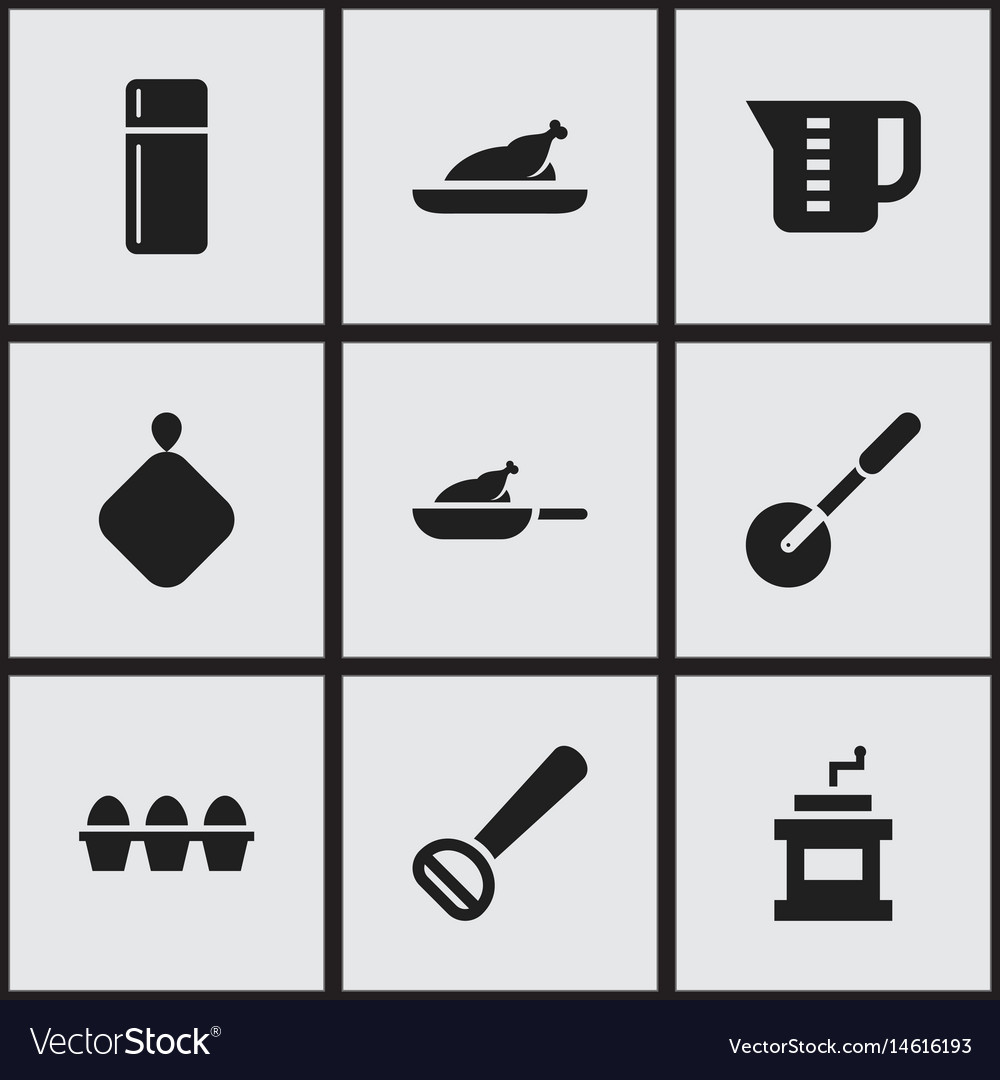 Set of 9 editable cooking icons includes symbols