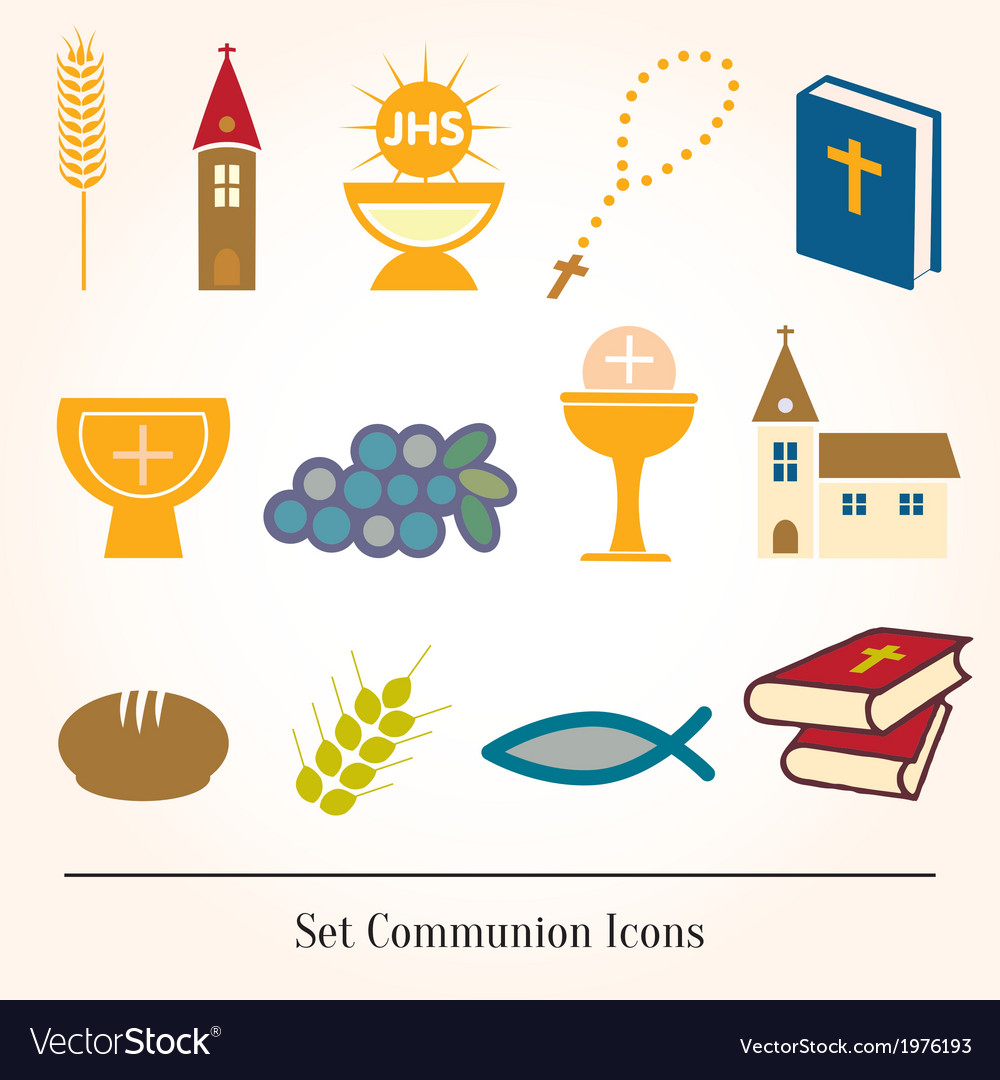 Set of a communion depicting traditio Royalty Free Vector