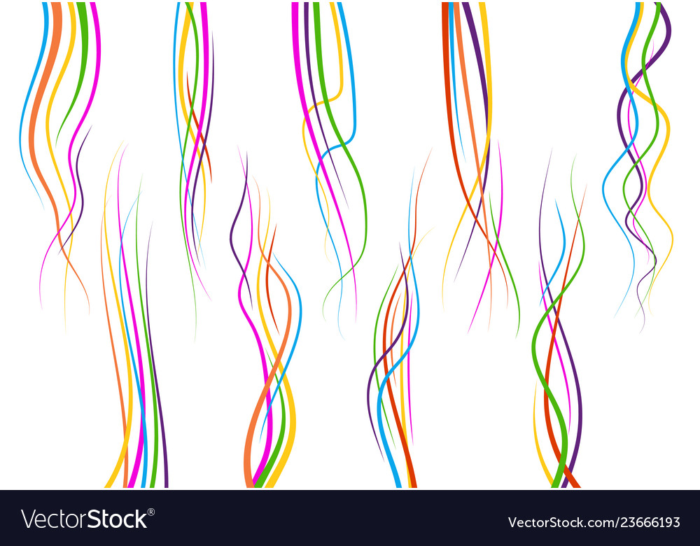 Set of abstract color curved lines