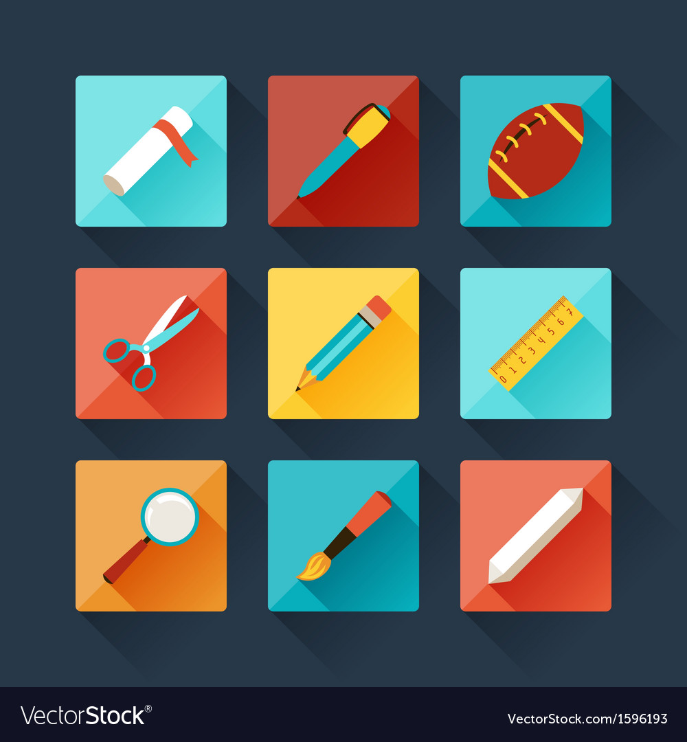 Set of education icons in flat design style