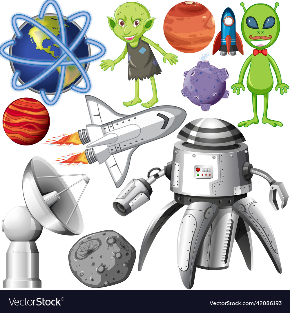 Set of space objects on white background Vector Image Set of space objects on white background