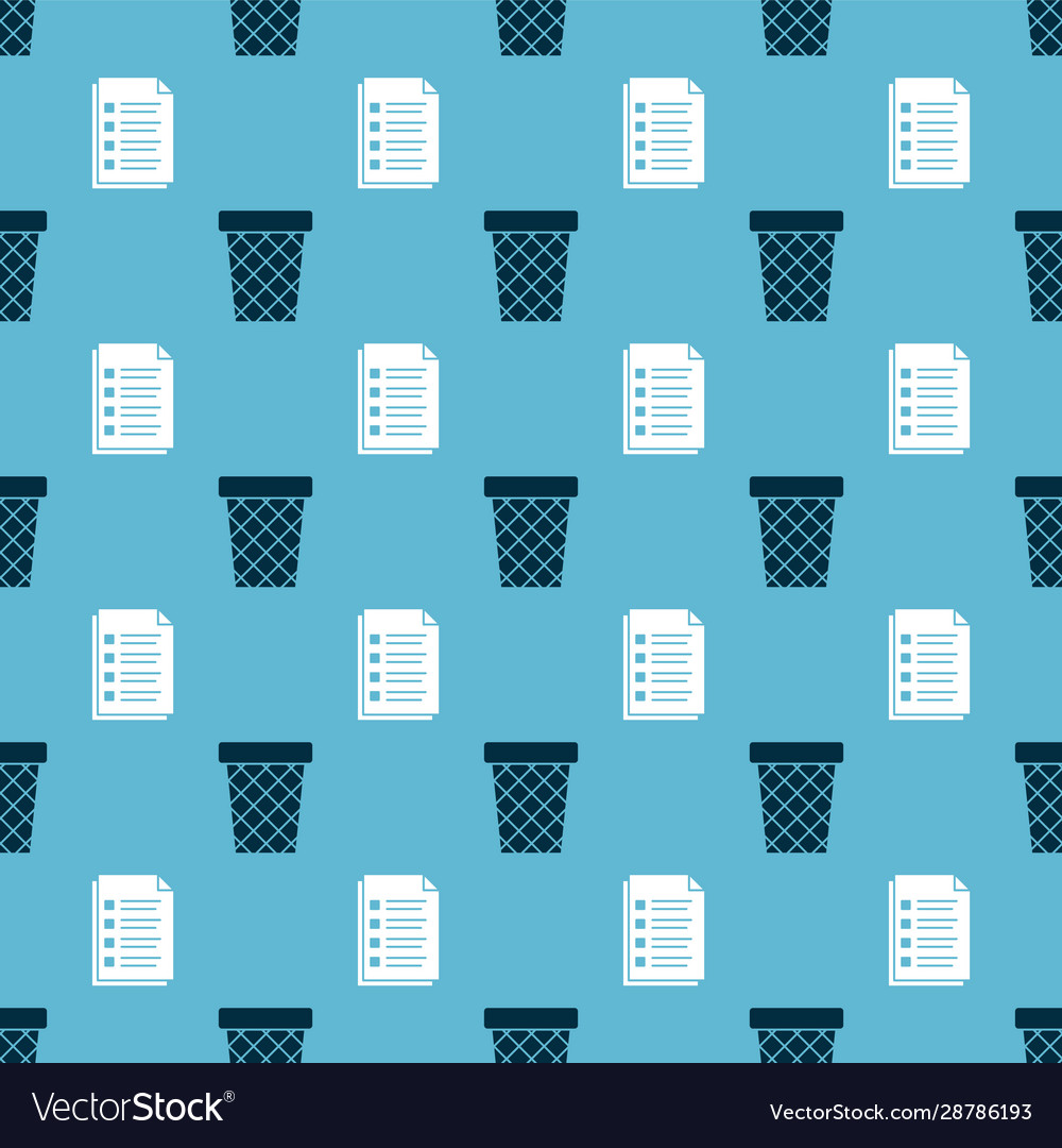 Set trash can and file document on seamless vector image Set trash can and file document on seamless