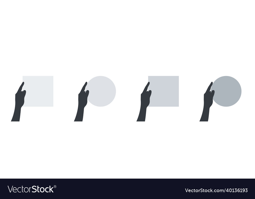 Square and round sheet of paper in hand empty vector image Square and round sheet of paper in hand empty