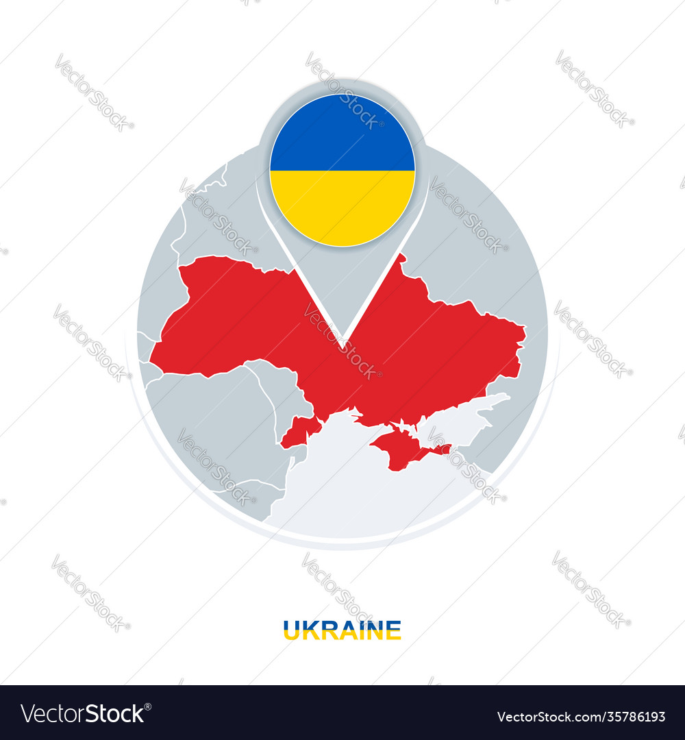 Ukraine map and flag map icon with highlighted Vector Image