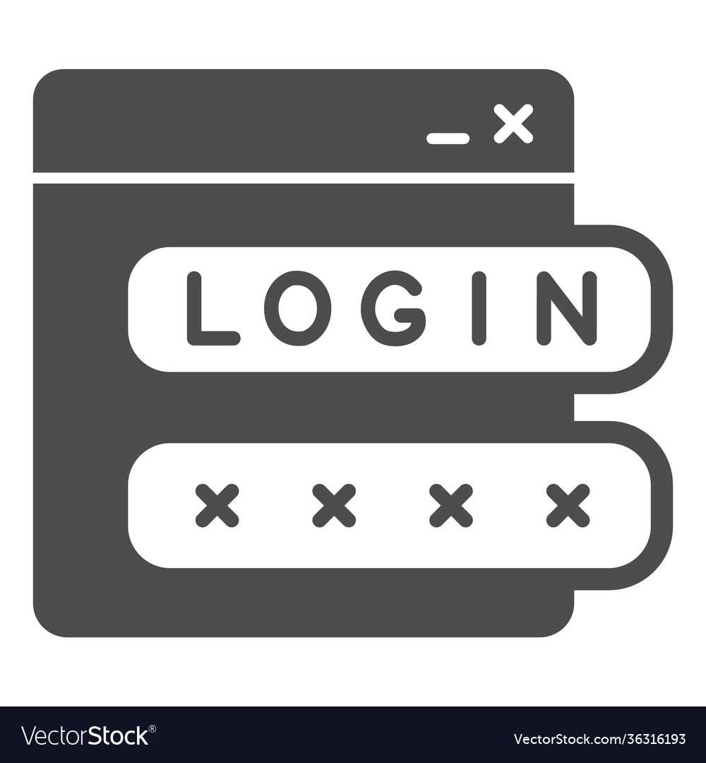 Webpage with user authorization solid icon web vector image Webpage with user authorization solid icon web