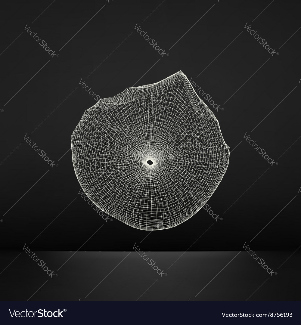 Wireframe Objekt mit Linien und Punkten abstrakt 3d