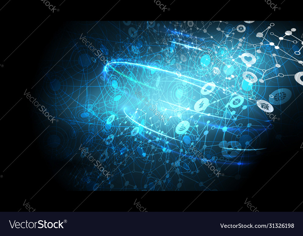Blue abstract network background with globe vector image Blue abstract network background with globe