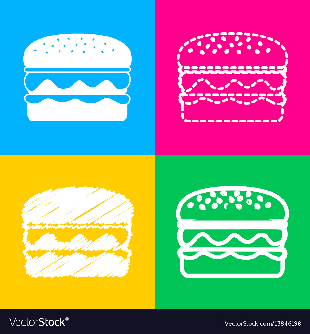 Burger simple sign four styles of icon