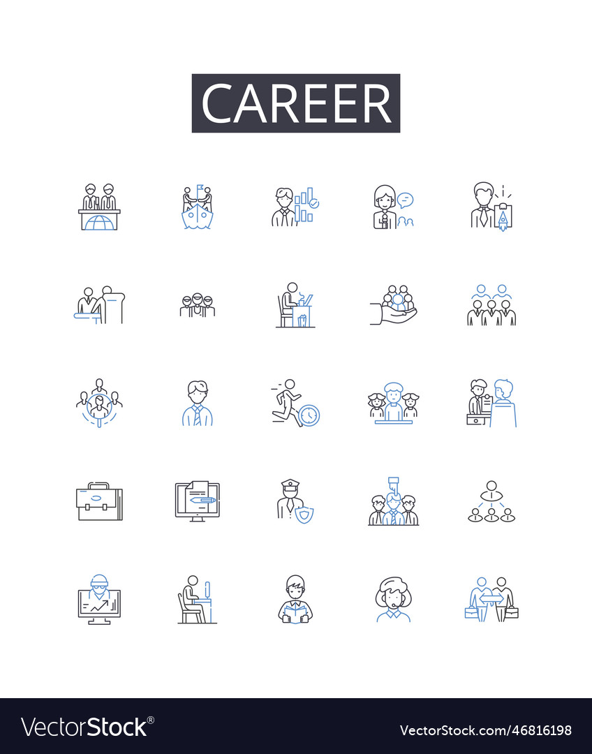 Career line icons collection job profession Vector Image