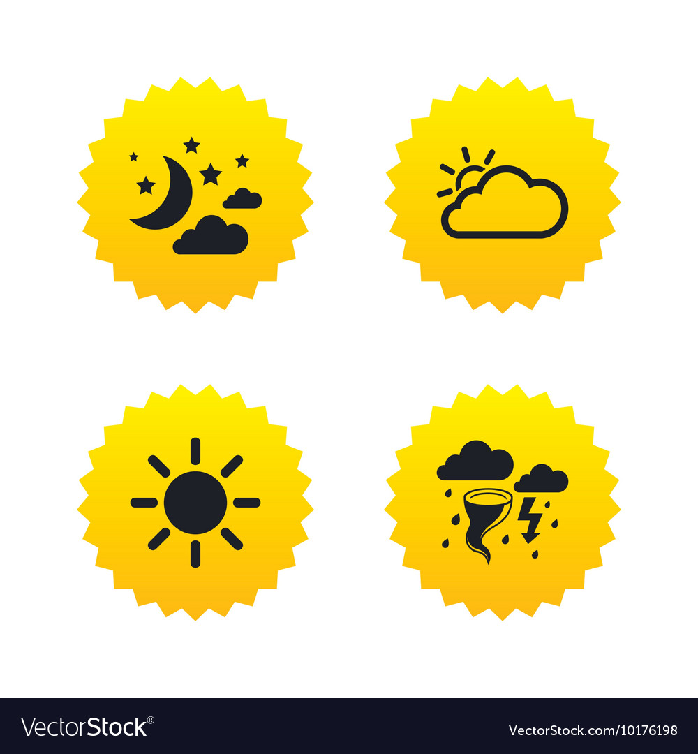 Cloud and sun icon storm symbol moon stars Vector Image