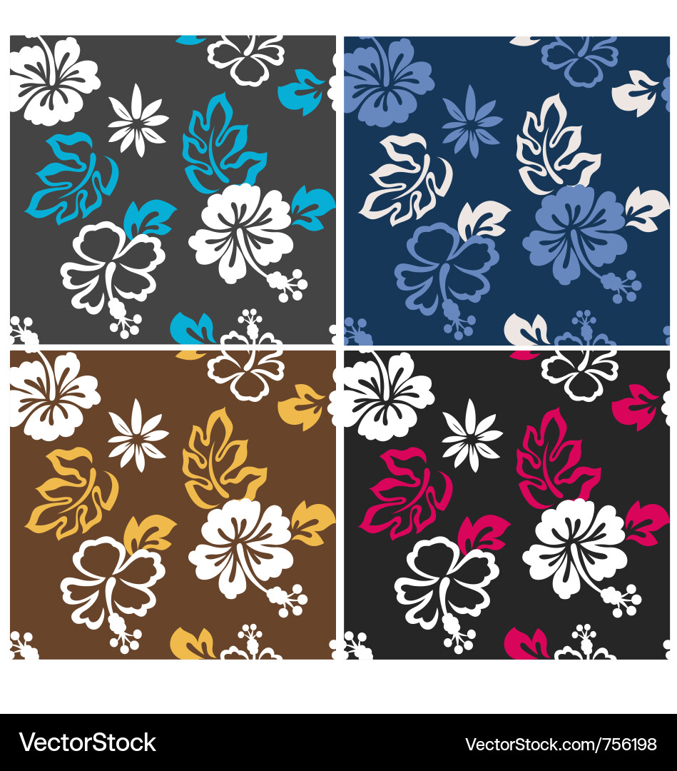 Hibiscus seamless flower pattern Royalty Free Vector Image