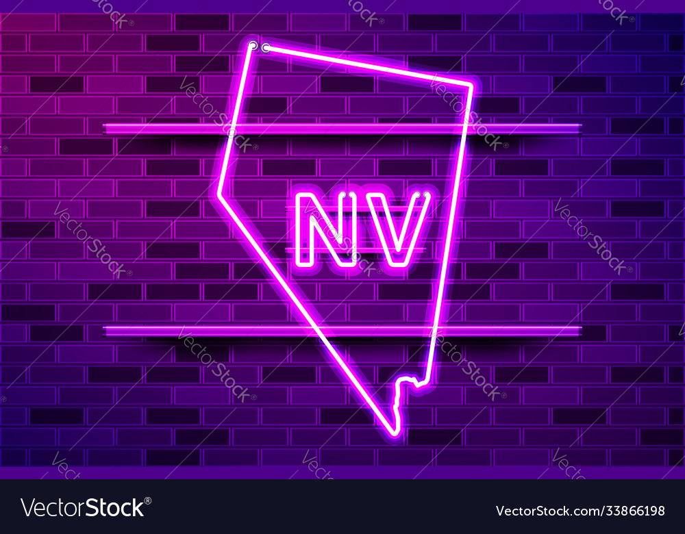 Nevada us state glowing purple neon lamp sign Vector Image