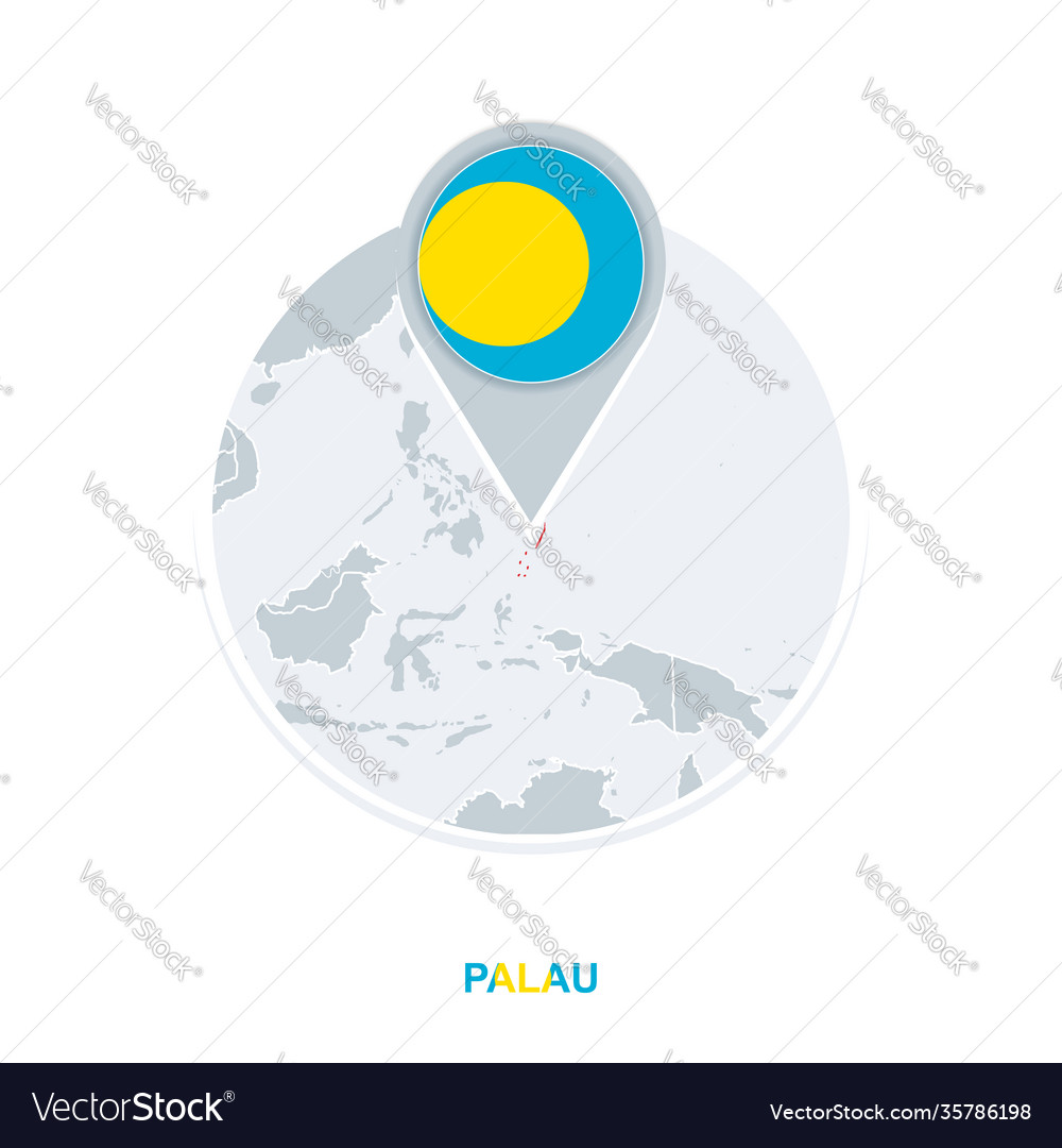 Palau map and flag icon with highlighted