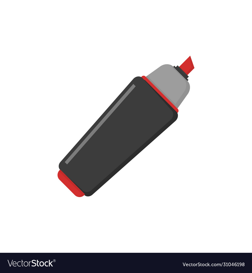 Red marker highlighter in flat white background Vector Image
