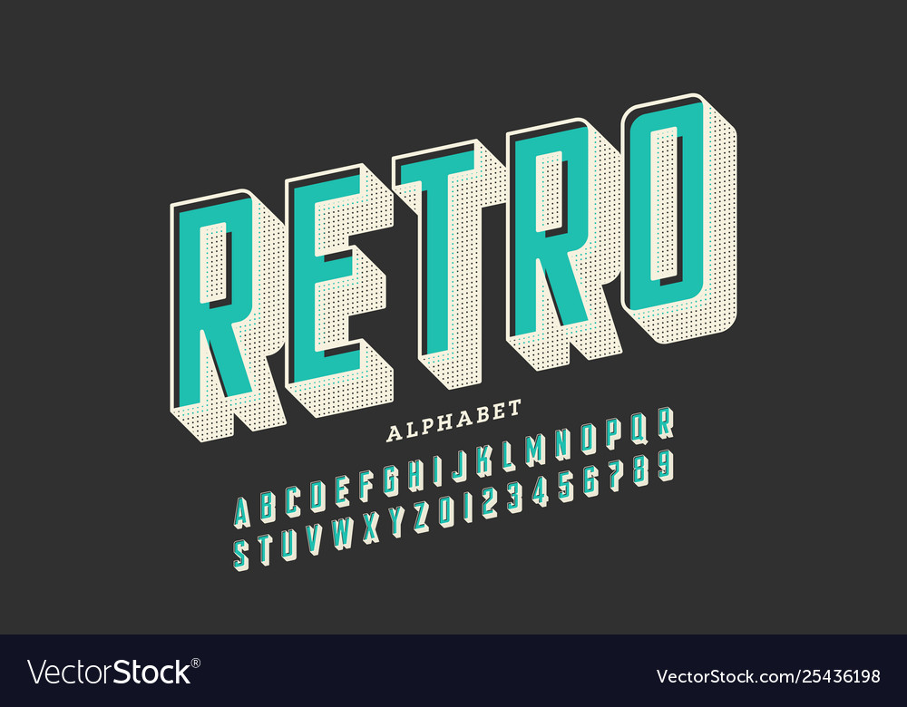 Retro Offset Printing Style Font Alphabet Letters Vector Image