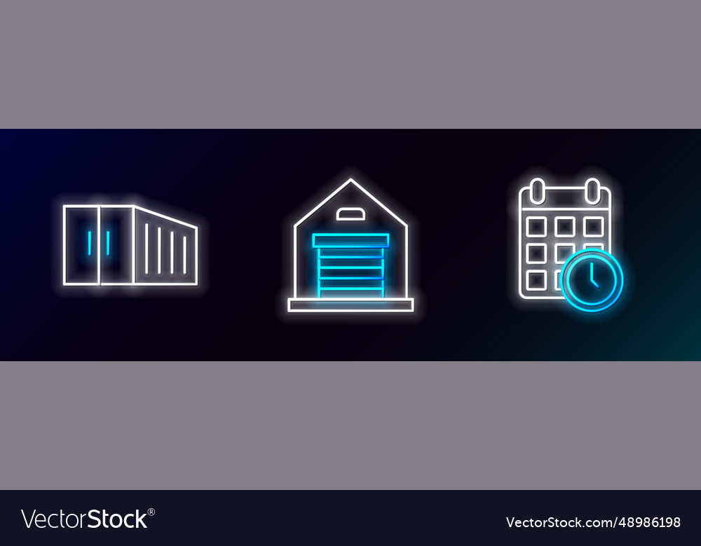 Set line cardboard box with calendar container vector image Set line cardboard box with calendar container