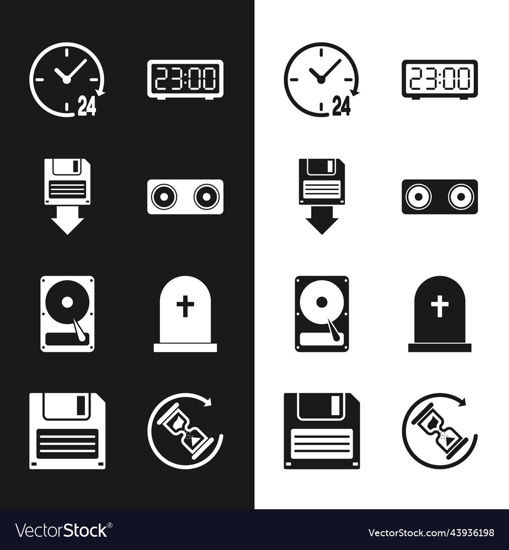 Set stereo speaker floppy disk backup clock 24 vector image Set stereo speaker floppy disk backup clock 24